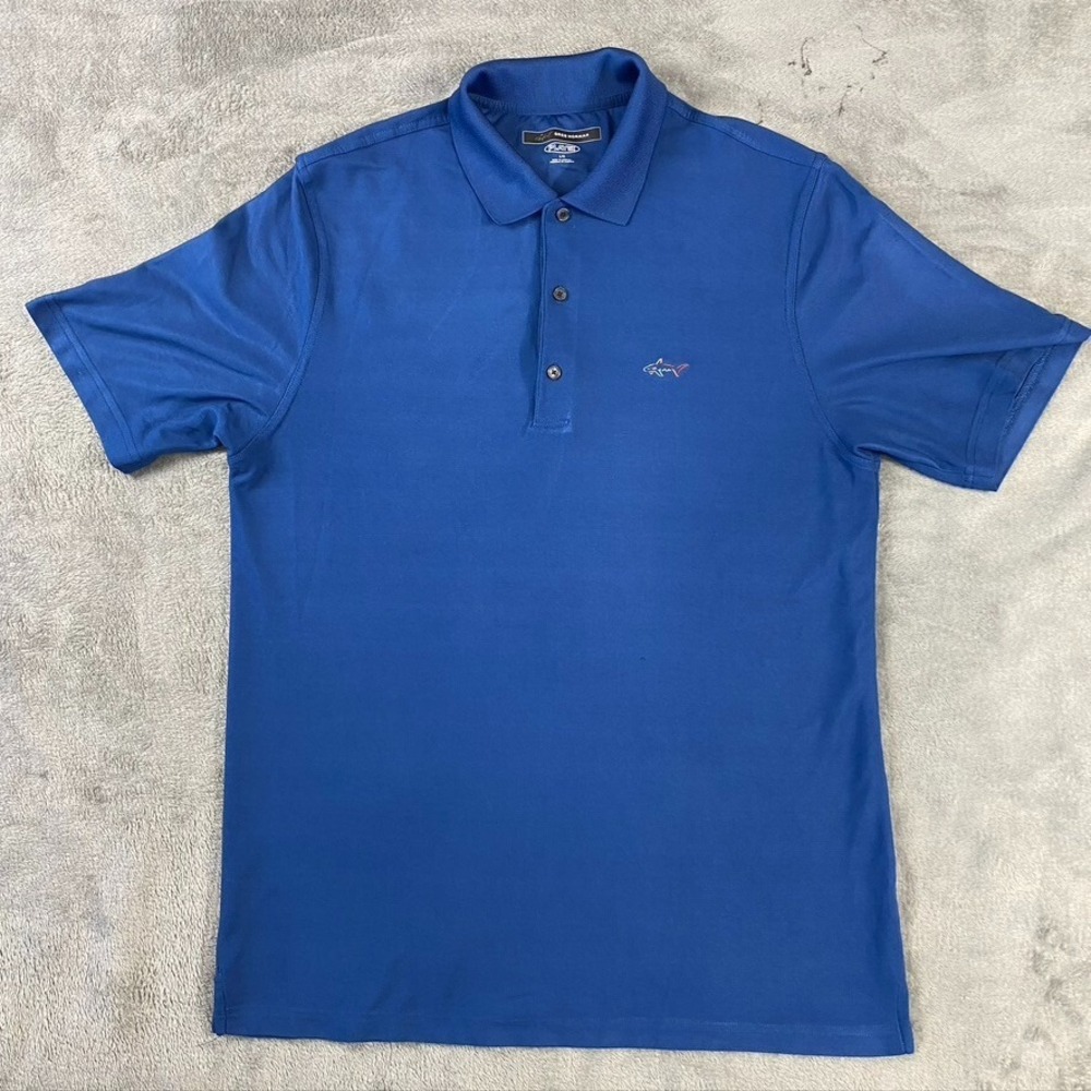 Greg Norman Shirt Mens Large Polo Blue Play Dry Golf Casual Attack Life Sports